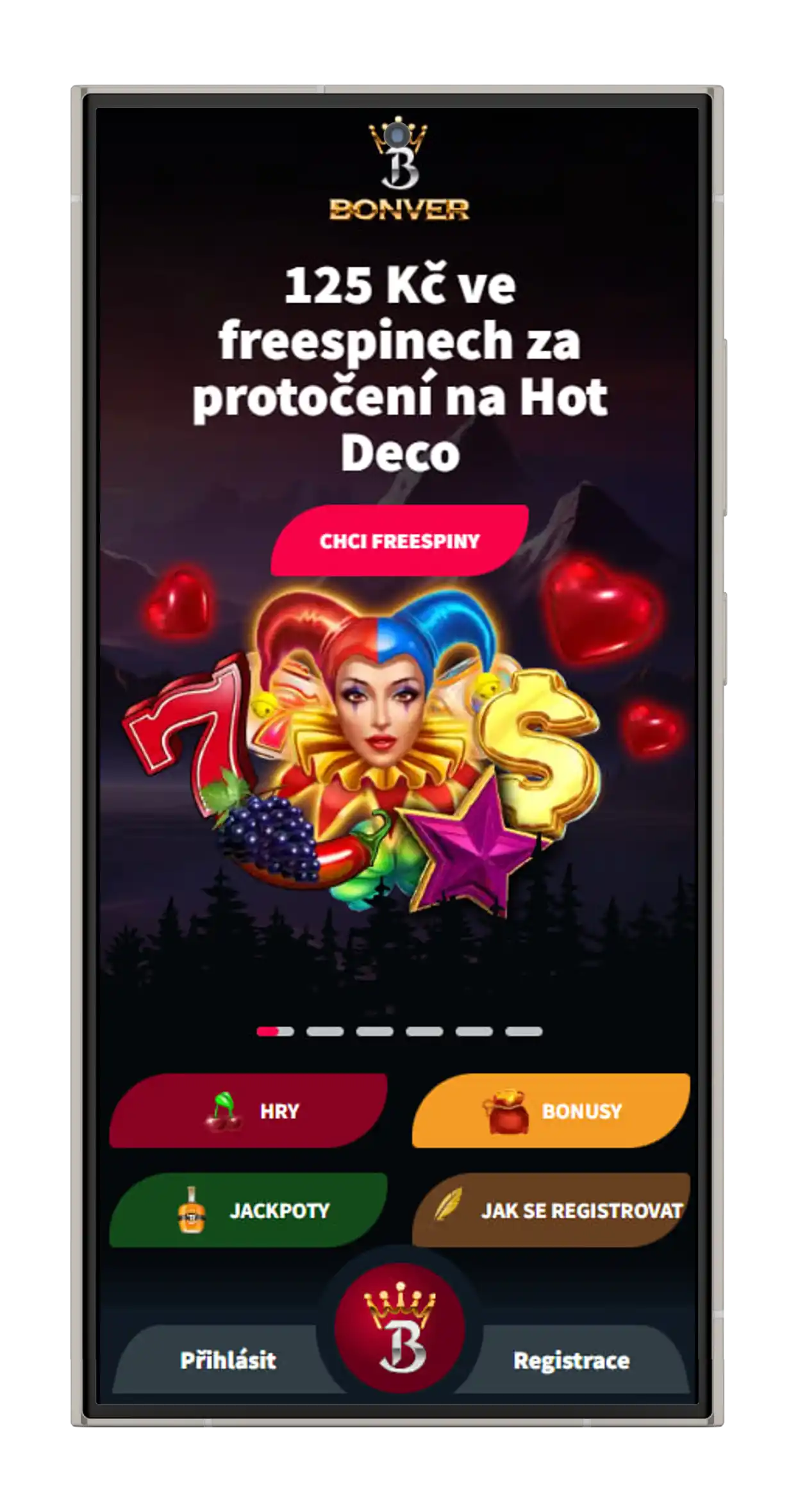 Bonver Casino Mobilní verze