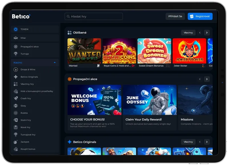 Betico Casino v mobilním telefonu Betico Casino na mobilu