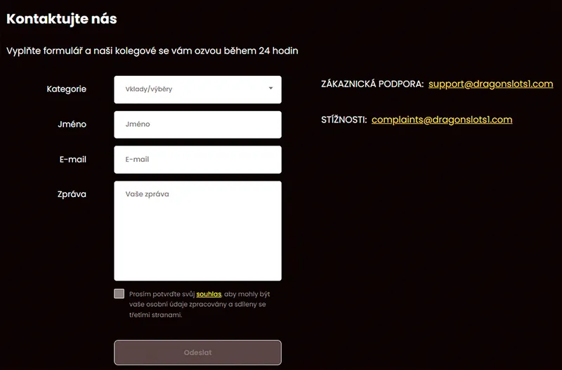 Zákaznická podpora Dragonslots Dragonslots Zákaznická podpora