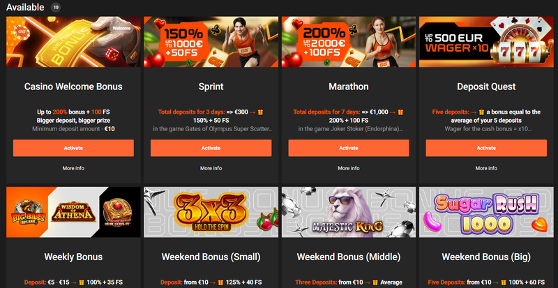 Bonusový program na webu GGbet casino
