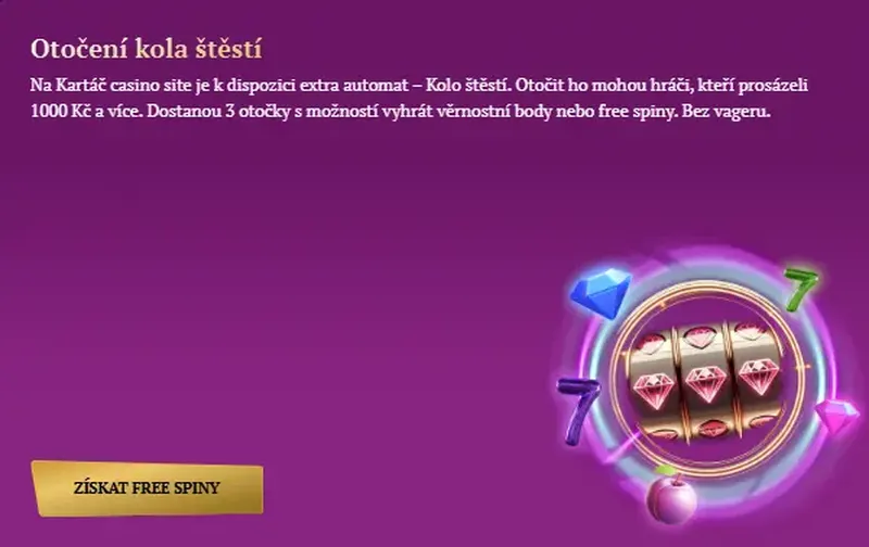 Kolo štěstí na webu Kartáč casino