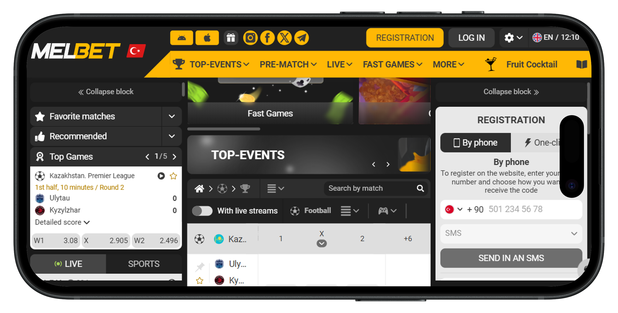 Mobilní verze kasina Melbet