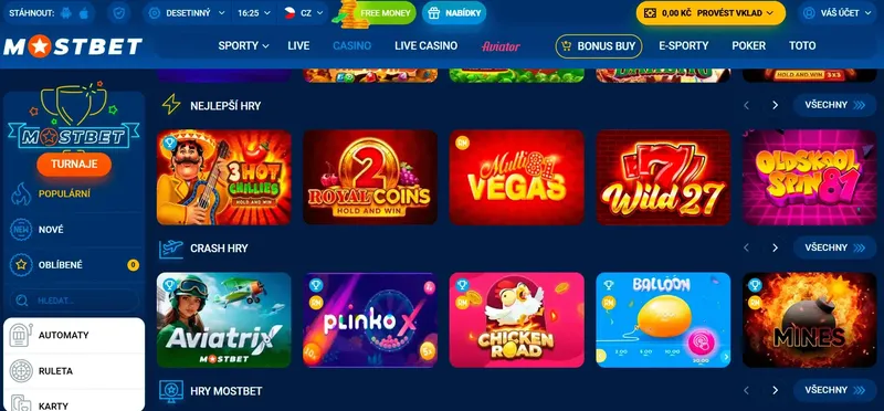 Mostbet Kasinové hry Mostbet Casino hry