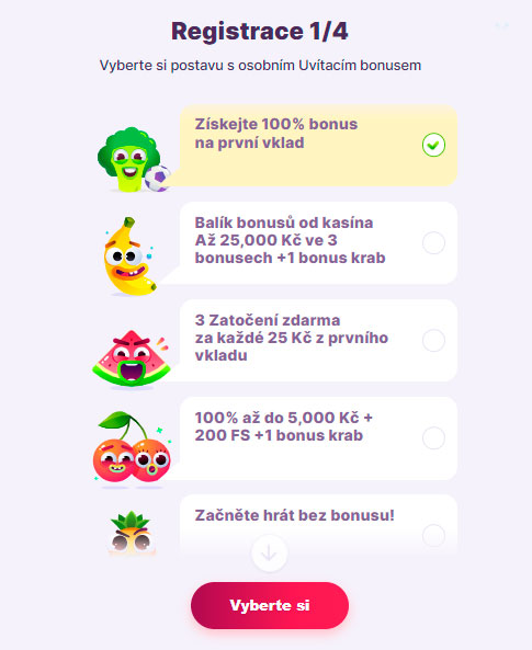 Registrační formulář Nomini Casino Nomini kasino registrace