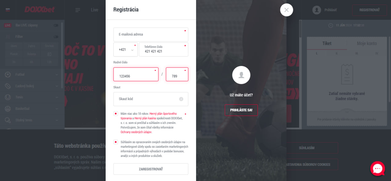 Registration in Doxxbet Doxxbet Registration