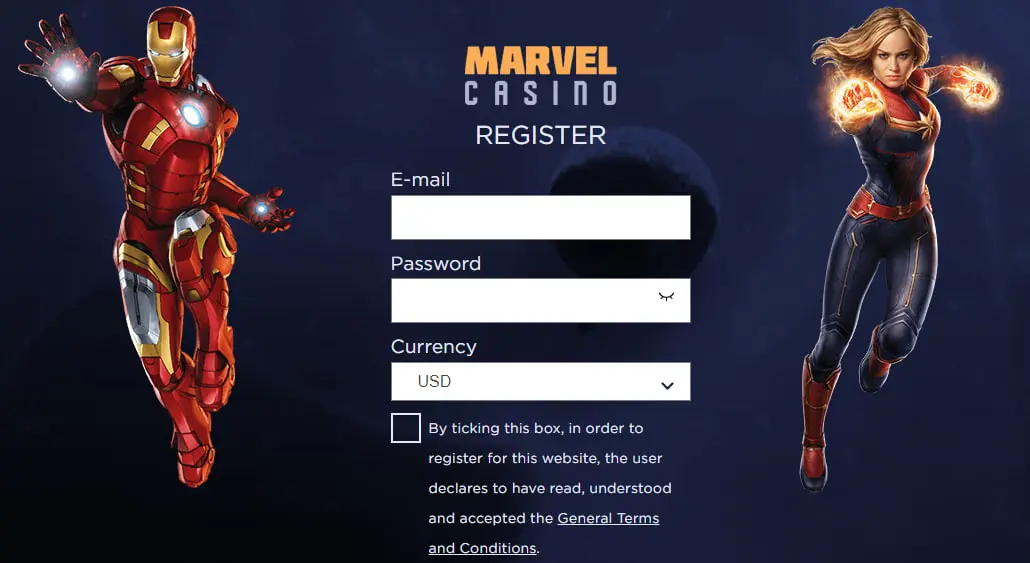 Marvel Registrace Registrace v Marvel