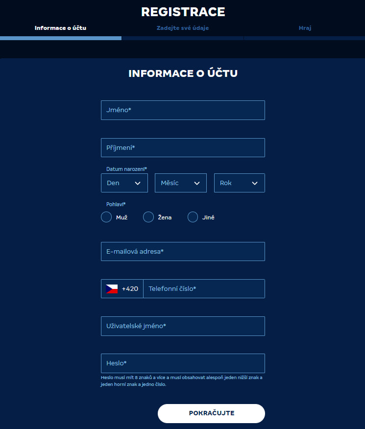 Registrace v Merkurxtip Merkurxtip registrace